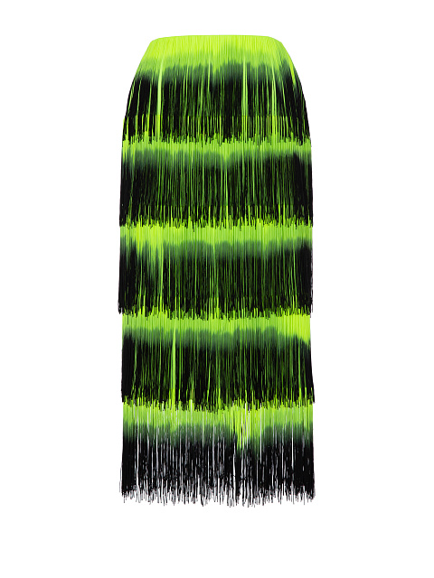 Yellow & Black Fringed Skirt, 1