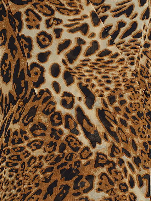 Leopard Fringed Chiffon Wrap Dress, 3