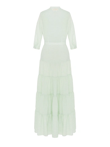 Light green checked chiffon maxi dress, 2