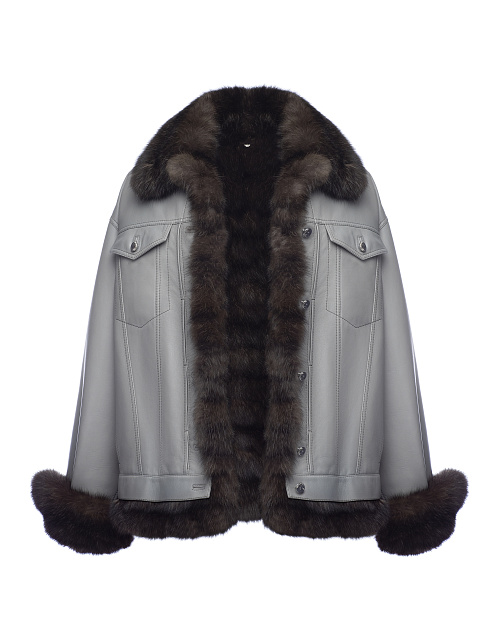 Grey Sable Fur Leather Jacket, 1