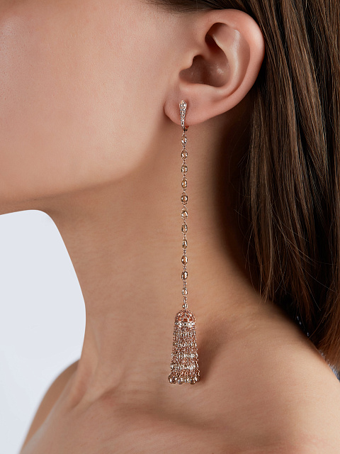 Tassel earrings in rose gold with diamonds, 2