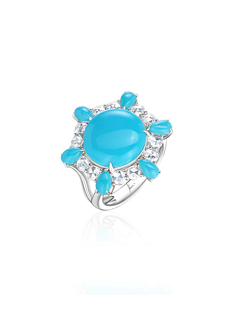 White gold ring with turquoise, 1