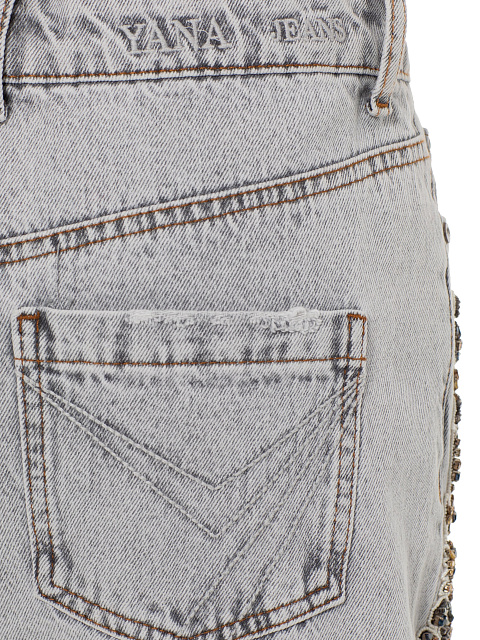 Distressed Light Grey Cotton Jeans, 4