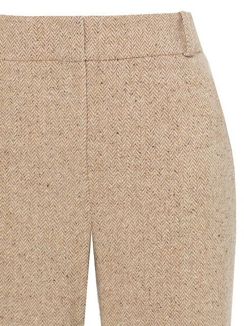 Beige Wool Flared Trousers, 3