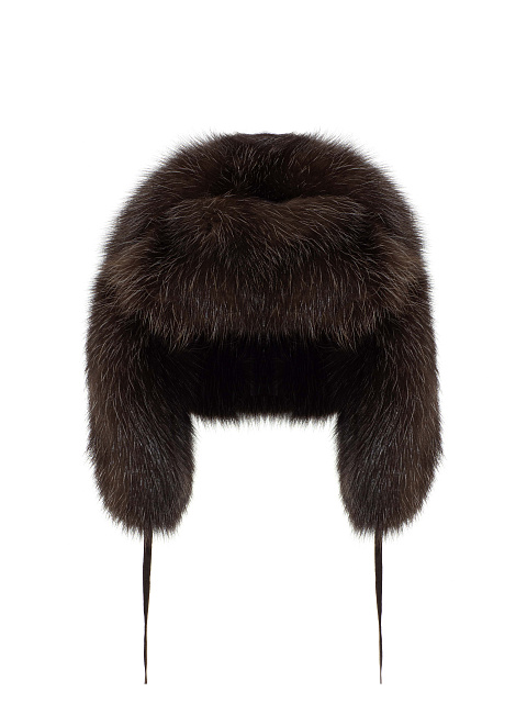 Dark brown sable fur earflap hat, 1 Dark brown sable fur earflap hat, 1