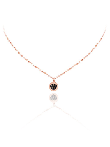 Rose Silver & Black Cubic Zirkonia Necklace, 1