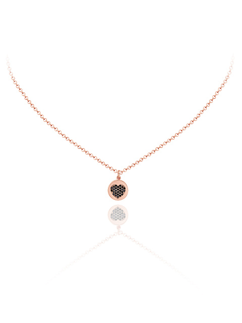 Rose Silver & Black Cubic Zirkonia Necklace, 1