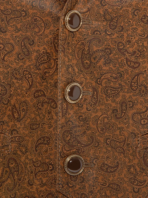 Brown Leather Vest With Paisley Pattern, 3 Brown Leather Vest With Paisley Pattern, 3