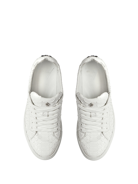 White Python Leather Sneakers, 4