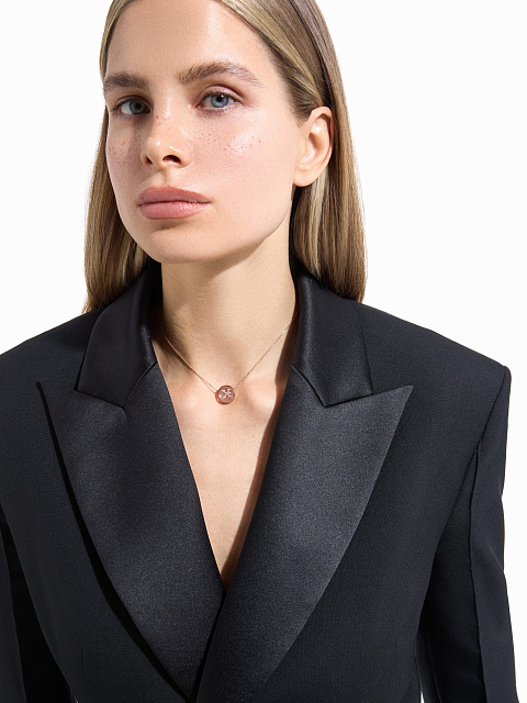 Rose gold necklace with letter X pendant with rock crystal, 2