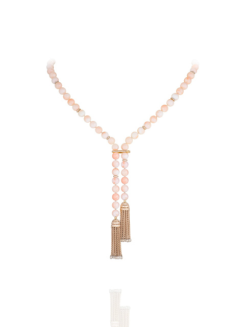Rose gold necklace-belt with coral and diamonds, 1