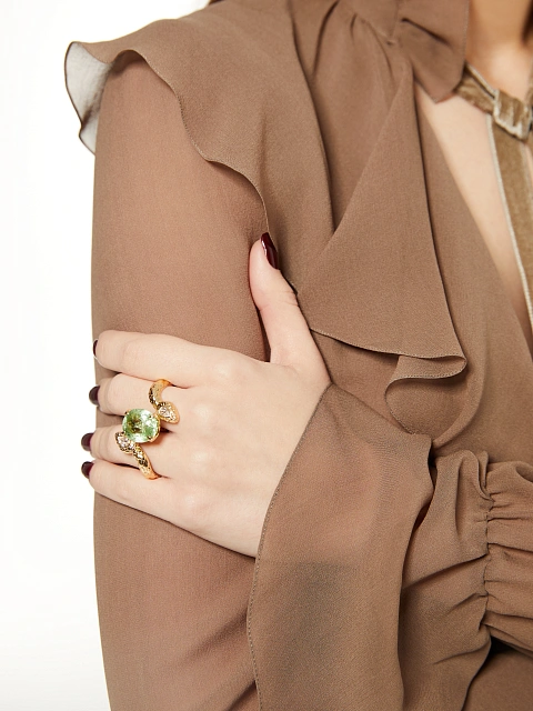 Yellow Gold, Tourmaline & Diamonds Ring, 5