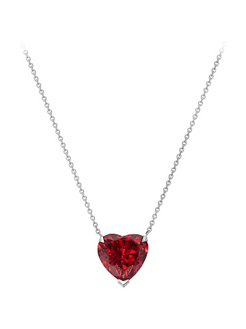 White Gold Necklace, Diamonds & Heart-cut Garnet Necklace, 1