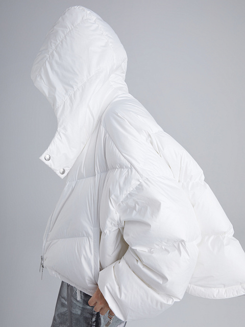 White Cropped Puffer Jacket, 4