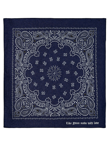 Navy Blue Cotton Paisley Printed Bandana, 1