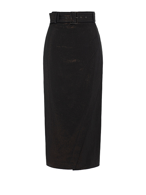 Black Denim Lurex Pencil Skirt, 1
