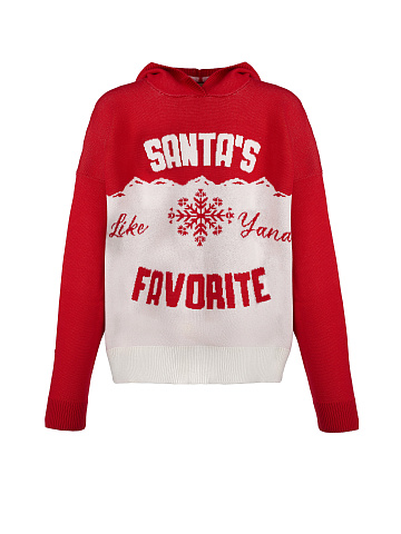 Red & White Santa's Favorite Hooded Sweater, 1