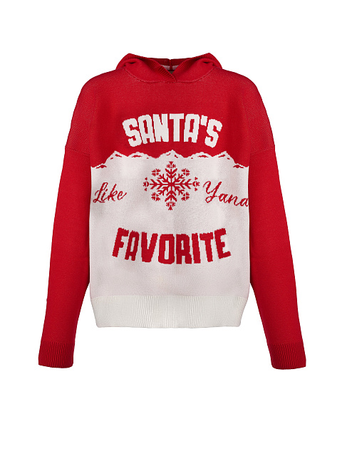Red & White Santa's Favorite Hooded Sweater, 1 Red & White Santa's Favorite Hooded Sweater, 1