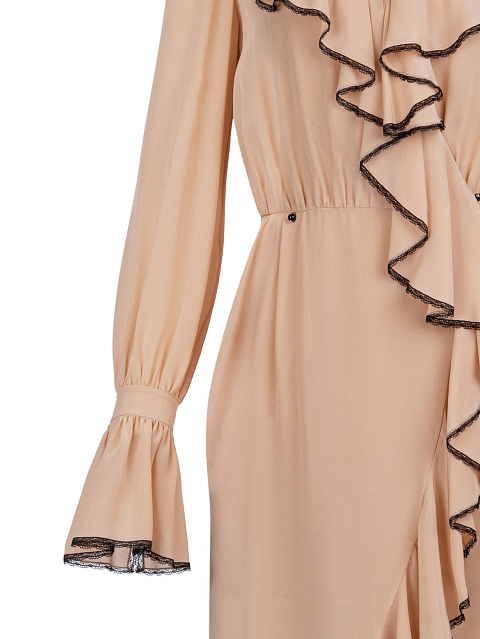 Beige Silk Midi Dress, 3