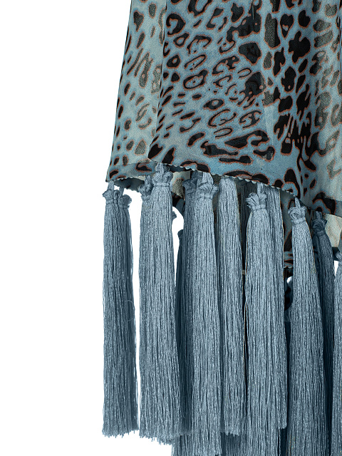 Blue Leopard Fringe Tunic, 4 Blue Leopard Fringe Tunic, 4