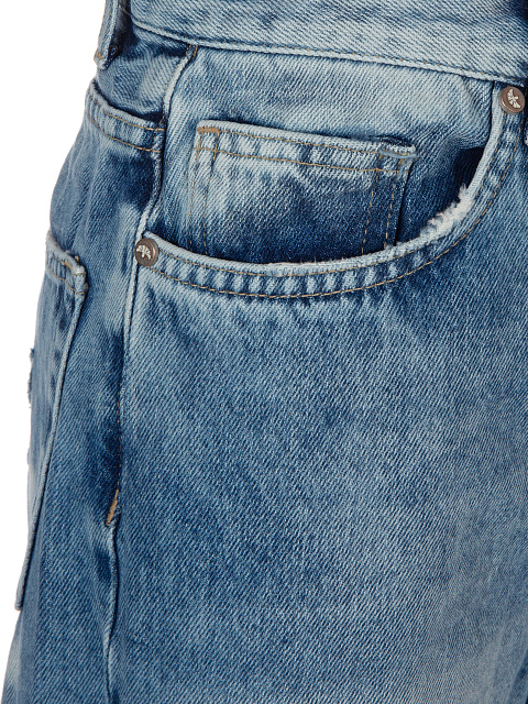 Blue Distressed Cotton Jeans, 3