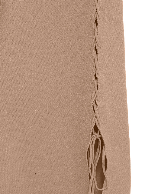 Beige Lace Up Jersey Midi Dress, 4 Beige Lace Up Jersey Midi Dress, 4