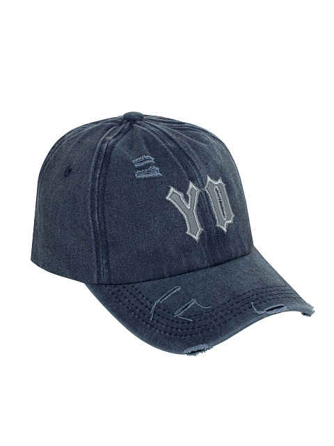 Navy Denim & Leather "YD" Cap, 1 Navy Denim & Leather "YD" Cap, 1