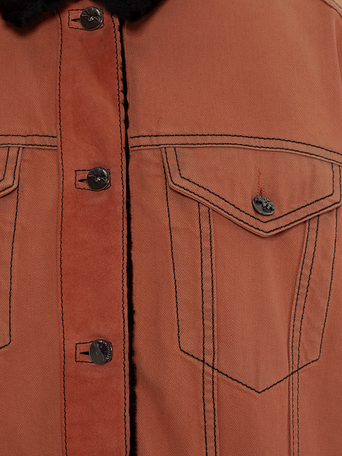 Orange denim jacket with astrakhan fur lining, 3