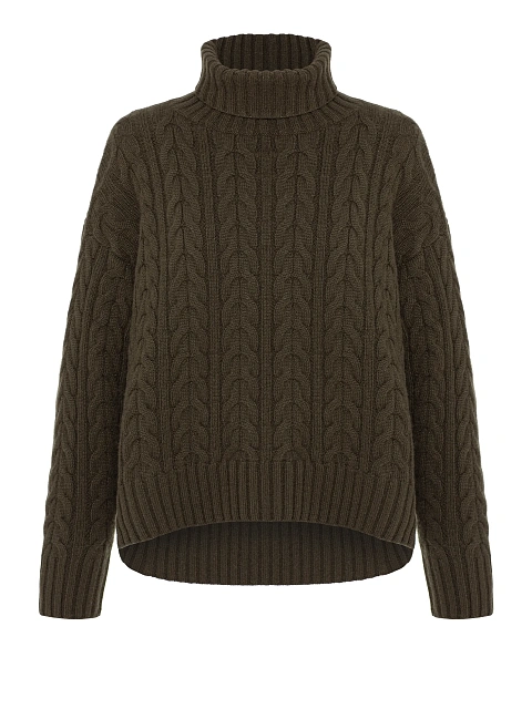 Green cashmere sweater with turtleneck, 1