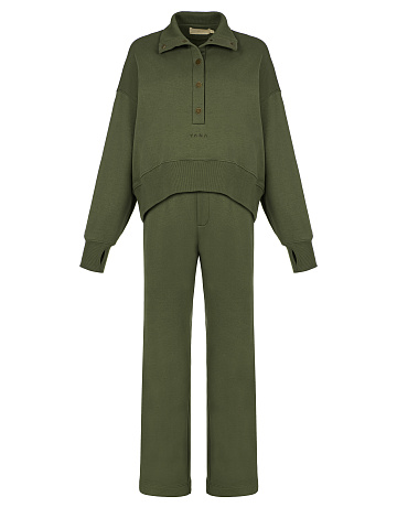 Green "Yana" Embroidered Jersey Suit, 1
