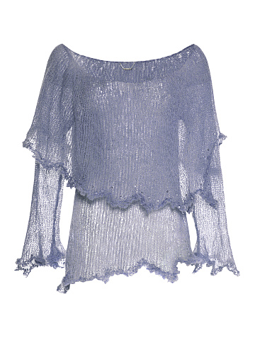 Blue Off Shoulder Mohair Sweater, 1