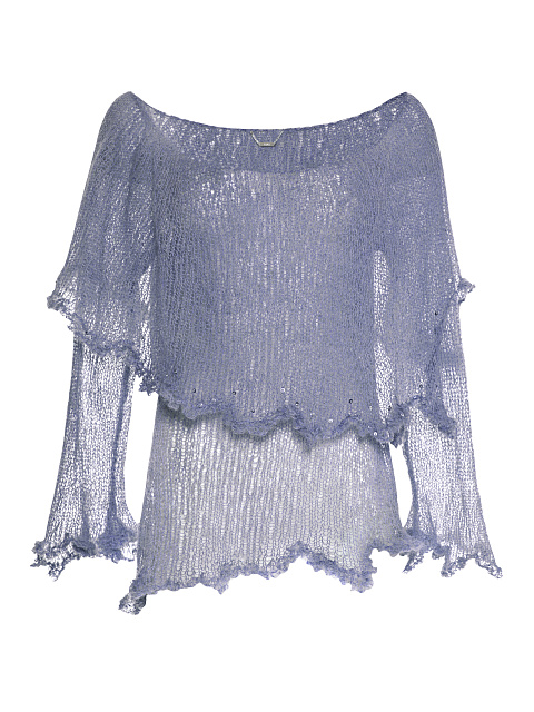 Blue Off Shoulder Mohair Sweater, 1 Blue Off Shoulder Mohair Sweater, 1