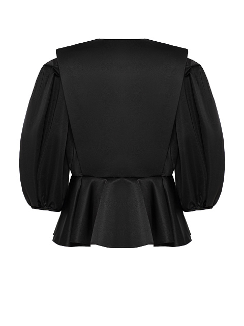 Black jacket with cropped sleeves and peplum, 6 Black jacket with cropped sleeves and peplum, 6