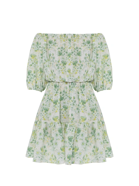 Mini dress with green floral print, 1 Mini dress with green floral print, 1