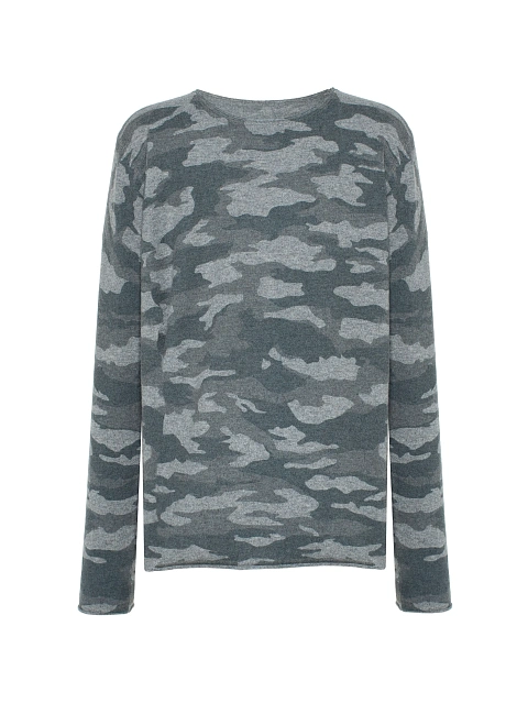 Gray men's cashmere sweater with print, 1