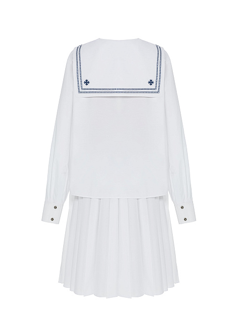 White set of a midi skirt and cropped shirt, 2 White set of a midi skirt and cropped shirt, 2
