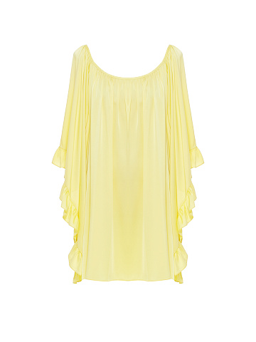 Yellow Rayon Ruffled Mini Dress, 2