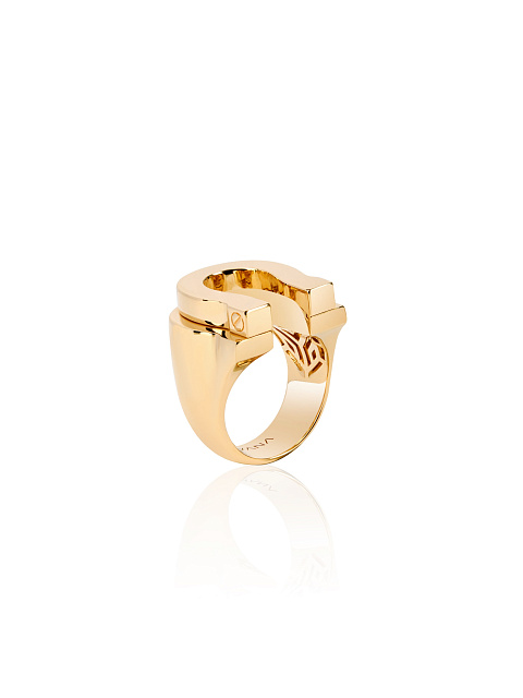 Yellow gold horseshoe ring, 3