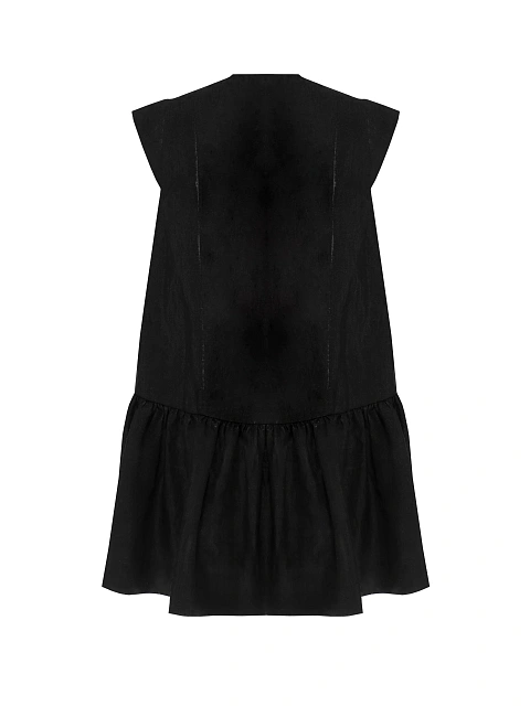 Black linen mini dress with embroidery, 2 Black linen mini dress with embroidery, 2