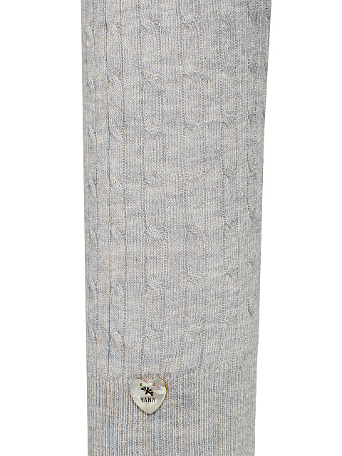 Grey Braided Cashmere V-neck Sweater, 3 Grey Braided Cashmere V-neck Sweater, 3