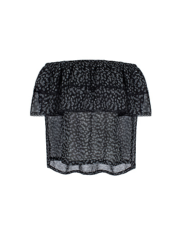 Black Chiffon Off Shoulder Top, 1