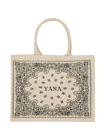Black Paisley Printed Canvas Shopper Bag, 1