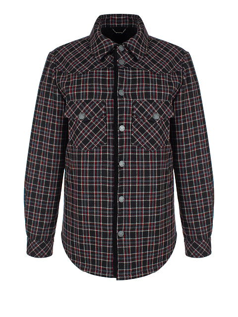 Black Checkered Wool & Shearling Jacket, 1 Black Checkered Wool & Shearling Jacket, 1