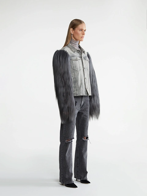 Grey Denim & Yak Fur Jacket, 6
