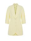 Костюм из светло-желтого твида, жакет удлиненный, рукав 3/4, юбка мини
