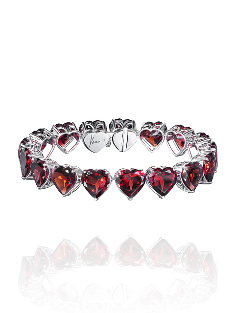 White Gold & Heart Garnet Bracelet, 1