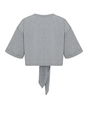 Light grey cropped T-shirt with knot, 2