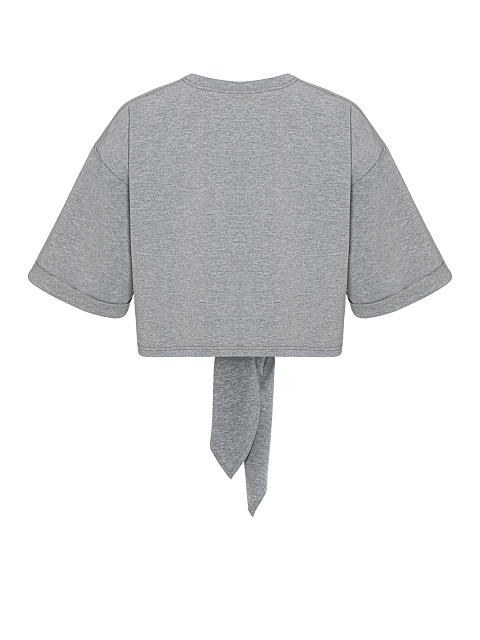 Light grey cropped T-shirt with knot, 2 Light grey cropped T-shirt with knot, 2