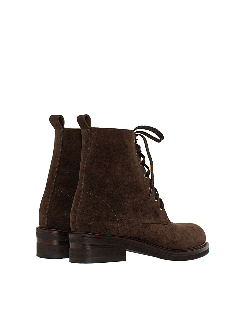 Brown Velour & Fur Lace Up Boots, 3