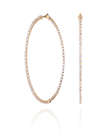 Hoops in yellow gold with diamonds, 1